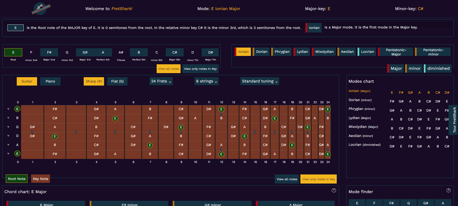 Screenshot of the FretShark app.