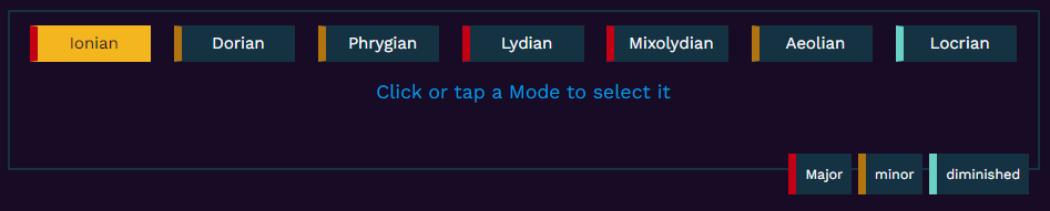 Screenshot of the mode picker feature which allows the user to select the mode.